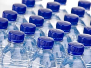 rows of bottled water