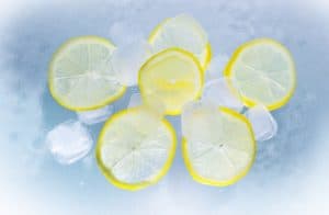 ice cubes with lemon